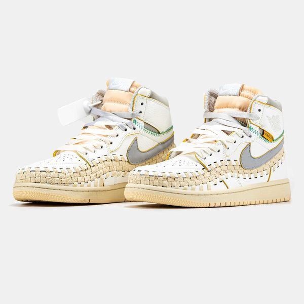 Кросівки Nike Air Jordan 1 Retro x Union L.A White Beige Grey 14813-Бежевий-42 фото