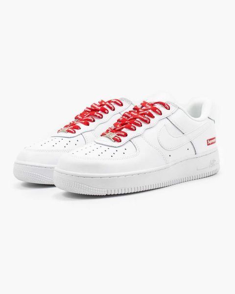 Кросівки Nike Air Force 1 x Supreme White Red 04658-Білий-36 фото